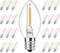 C7 LED Replacement Bulbs,25 Pack 0.6W C7 LED Christmas Lights Bulbs for String Lights,E12 Base,Warm White 2700K Waterproof Vintage Clear Bulbs for Night Light Candles Garden,Christmas