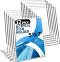 Aheroi 12Pcs Acrylic Sign Holder, 5x7 Clear Sign Holders, L-Shape Table Sign Holders Paper Stand, Plastic Sign Holder Standing, Paper Display Stand for Menu Document Display, Activities Supplies