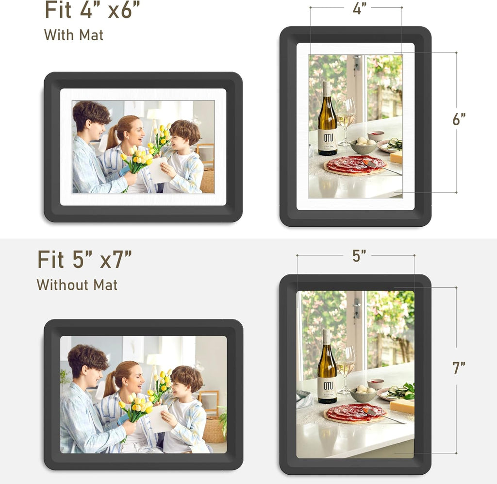 Black 5x7 Picture Frame with Acrylic Front 1 Pack, ABS Frame for 5x7 or 4x6 Photos, Shatterproof UV-Resistant Tabletop Photo Frame, Vertical/Horizontal Display for Home Décor