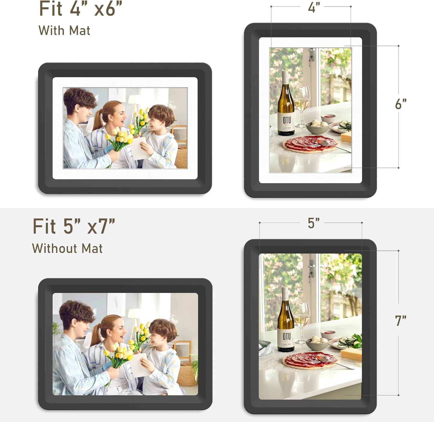 Black 5x7 Picture Frame with Acrylic Front 1 Pack, ABS Frame for 5x7 or 4x6 Photos, Shatterproof UV-Resistant Tabletop Photo Frame, Vertical/Horizontal Display for Home Décor
