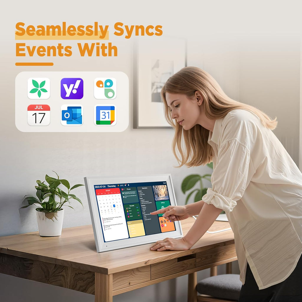 15.6 Inch Digital Calendar - Full HD IPS Smart Touchscreen Family Planner with Octa Core & 64GB, offering an Anti-Glare Electronic Calendar, Chore Chart, and Multi-Sync—Perfect Christmas Gift for Home