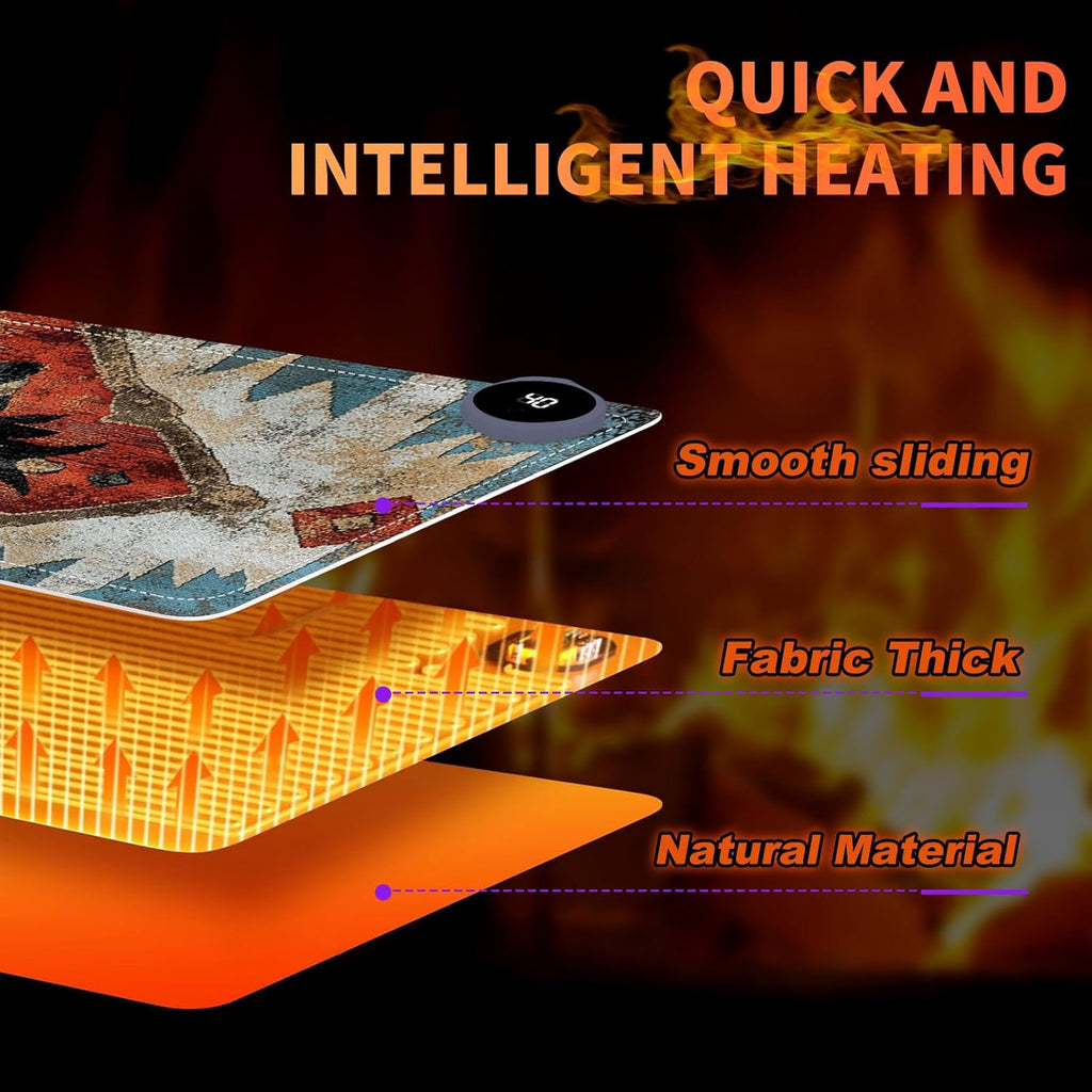 Heated Mouse Pad 31.5x13 in 3-Temp Fast Heating Desk Mat with Auto Timer Warmer for Hands Wrist Pain Relief Waterproof Keyboard Mat for Office, Gaming, Home, Art Prints