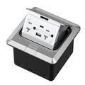 KYHSHJ USB Pop Up Floor Socket Kit with 2 * 20A Receptacle，4.8A 1 USB-A Ports &1 USB-C Port，Corrosive Resistant Hardware,Silver