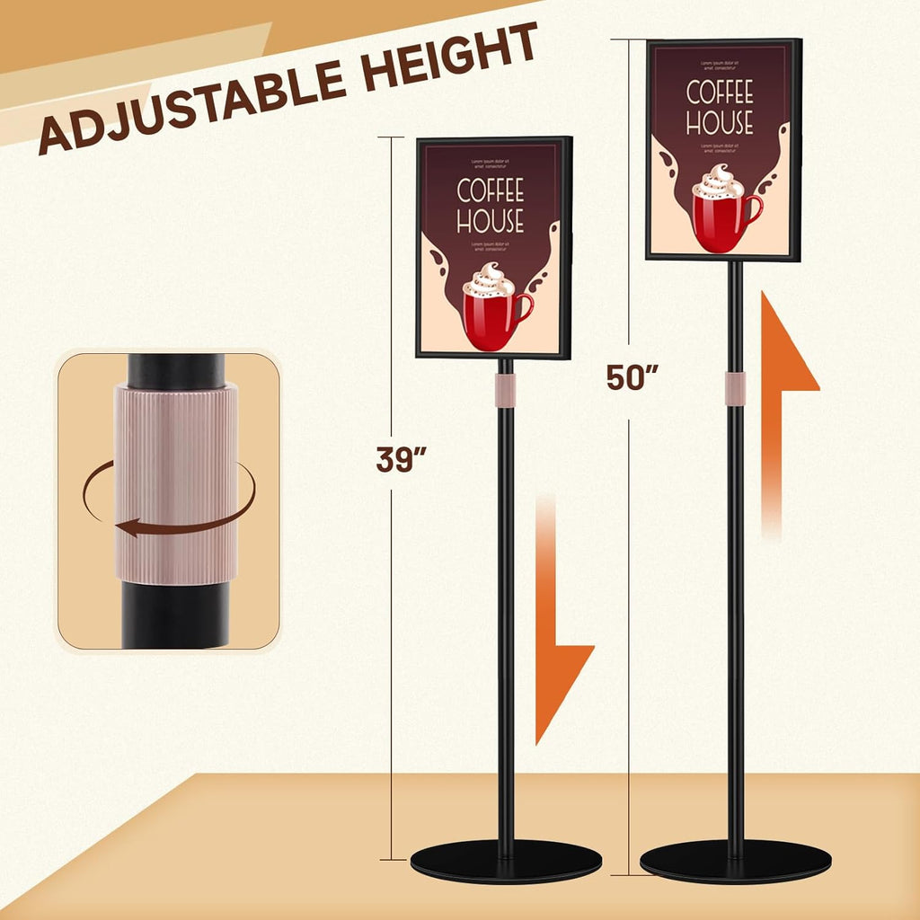 Sign Holder Stand 8.5x11 inch - Flip Open Pedestal Floor Standing Sign Holder, Adjustable Versatile Sign Stands for Display, Floor Sign Holder with Easy Replacement for Events and Promotions (1 PACK)