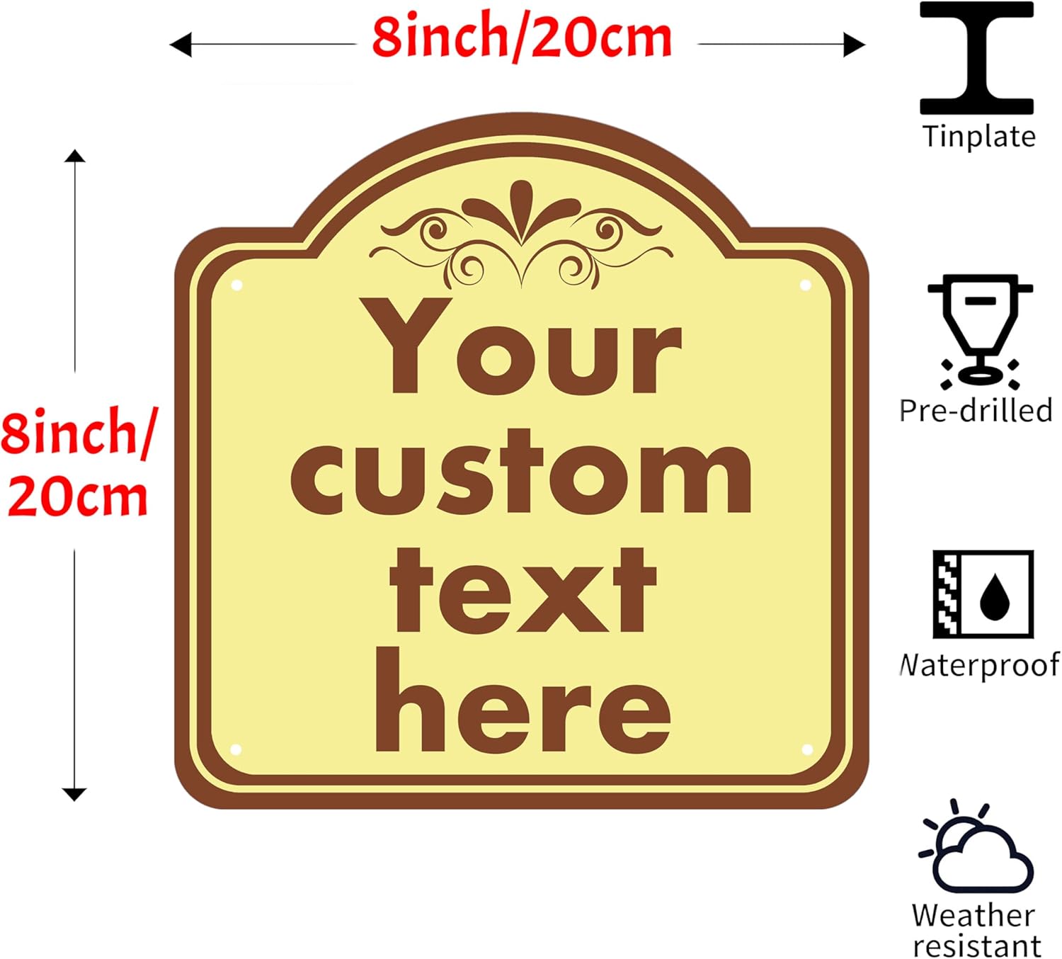 Custom Sign, Custom Indoor/Outdoor Decorative Sign，Aluminum Weatherproof Metal Sign Multiple Sizes, Customize for Office, Business, Workplace, office, Home, Delivery Signs