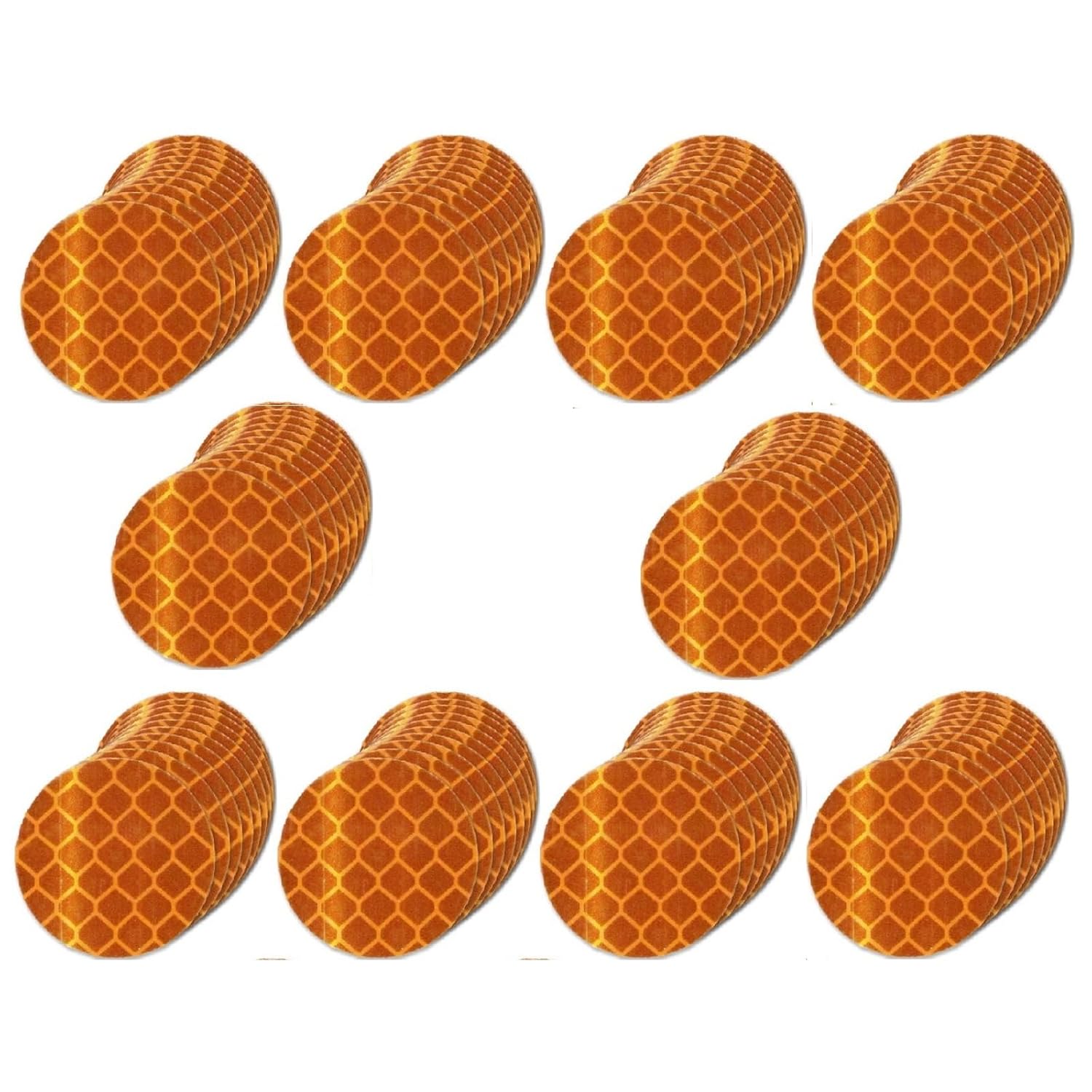 Non Fading Orange Reflective Stickers 1-inch Diameter Round Reflector, Outdoor Waterproof High Visibility Warning Adhesive Tape (100 Pcs)