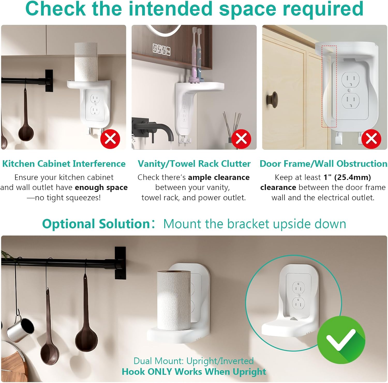 WALI Outlet Shelf Wall Holder, Fit for Duplex GFCI Decorative Outlet Shell A Space Saving for Smart Home, Speaker Mounts up to 20lbs with Cable Management (OSH002-W), White