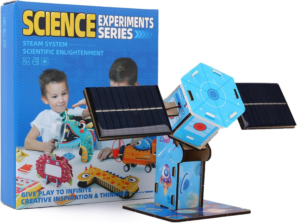 Playnovate Solar Satellite STEM Kit | DIY Space Toy for Kids | Build a Working Model with Motor | Includes QR Astronomy Tutorials | Birthday Gifts for Boys & Girls Age 8,9,10,11,12,13,14 Years