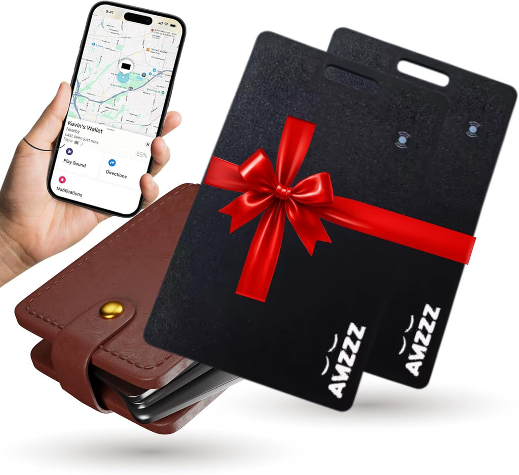 Pack of 2 Apple MFI Certified Airtag Tracker Card for Apple Find My, Rechargeable Card, Only 0.07in, Finder, Tracking Card with Keychain Hole, Item Locator for for Wallet, Keys, Bags, Gift