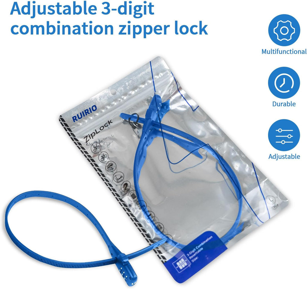 Zip Tie Lock Adjustable Cable Lock for Kids Bike, Fridge, Scooter, Cabinets, Drawers, Gates, Fences, Helmet, Toolboxes，2 Pack (Blue)
