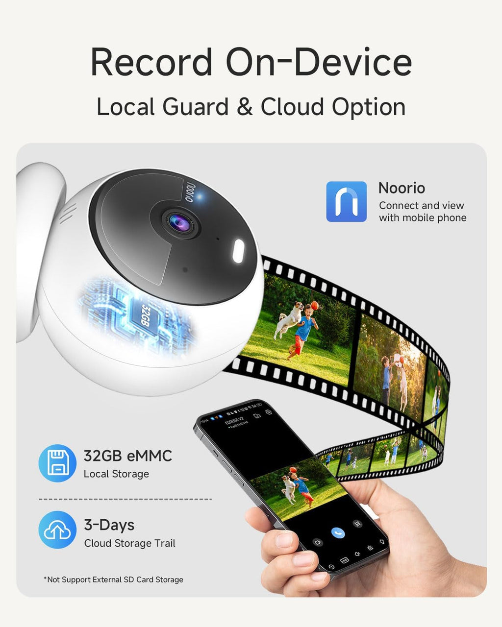 Noorio 2MP Security Cameras Wireless Outdoor Battery Powered Camera Surveillance Exterieur for Home, Color Night Vision, AI Motion Detection, 2.4G WiFi, IP66, 32GB Local Storage, 2-Way Audio (2 Pack)