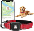 GPS Dog Collar Tracker 2-in-1,Reflective Waterproof Pet Collar,iOS-Only,No Monthly Fees,Unlimited Range,Ideal for Dog Tracking pet Tracker,for Small Dogs(S (12.6"-16.5" Width:0.78"), Red)