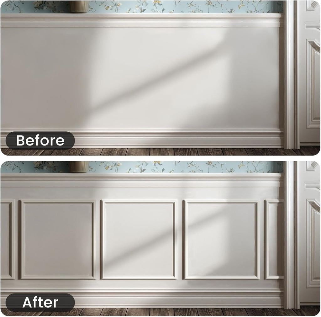 Peel and Stick Wainscoting Panels Kit, 6 Sets 20''x20'' Premade Wall Molding Peel and Stick Panels for Interior Wall Trim, Easy DIY Wainscoting Panels Peel and Stick Decor