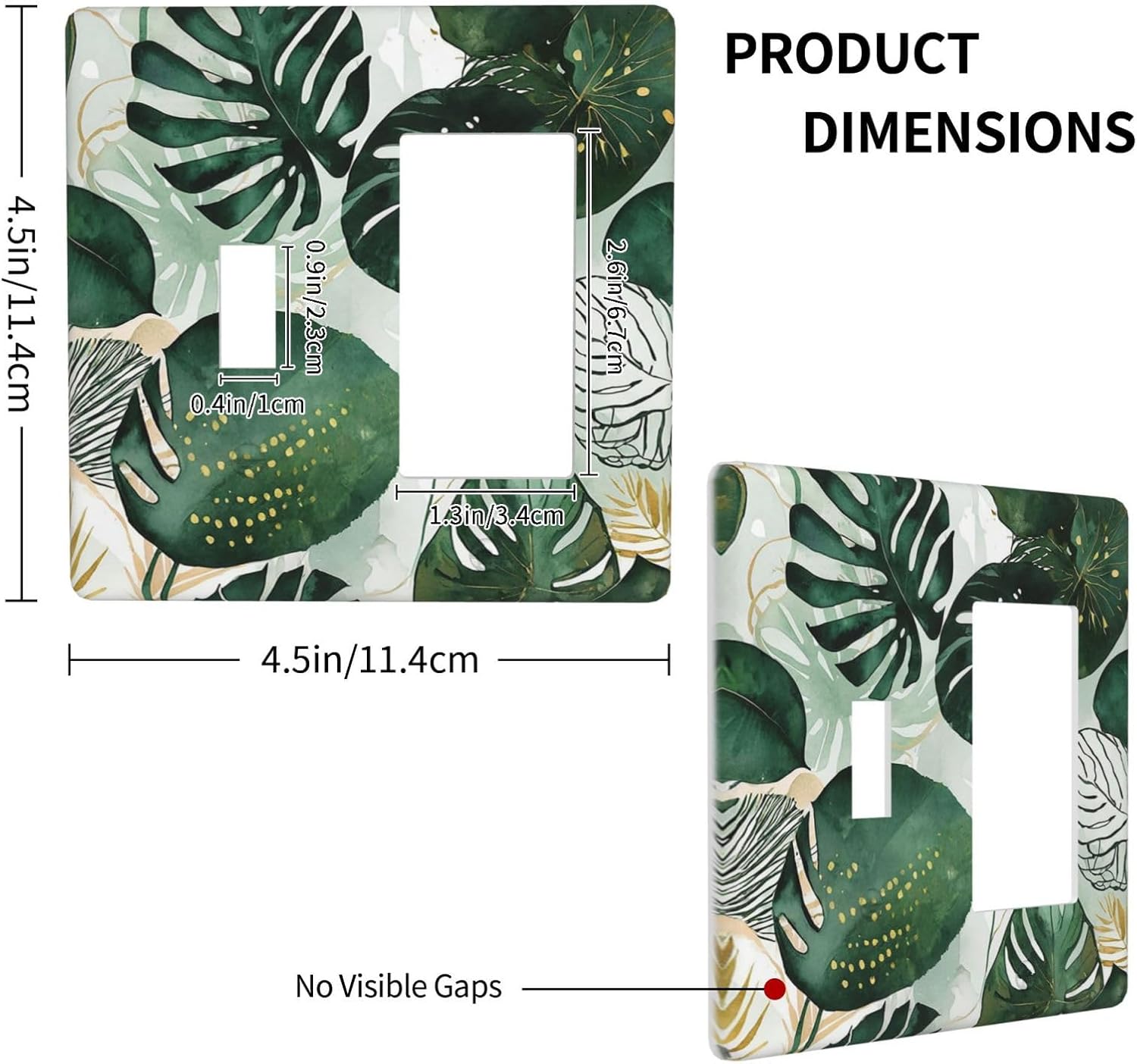 Outlet Covers Boho Tropical Leaves 1 Toggle 1 Rocker Combination Decorative Wall Plate Electrical Switch Plates Light Switch Cover Plate for Bedroom Bathroom Decor