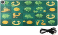 Heated Desk Pad Mouse Pad 31.5x13 Inch PU Leather Desk Mat with 3 Heat Levels Large Mouse Gaming Computer Laptop Mat Clover Dwarf St Patrick's Day