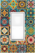 Decorative Outlet Covers Mexican Talavera Colorful Mosaic Tiles 1 Gang Single Rocker Light Switch Cover Plate Wall Plates Gfci Faceplate For Bathroom Kitchen Decor