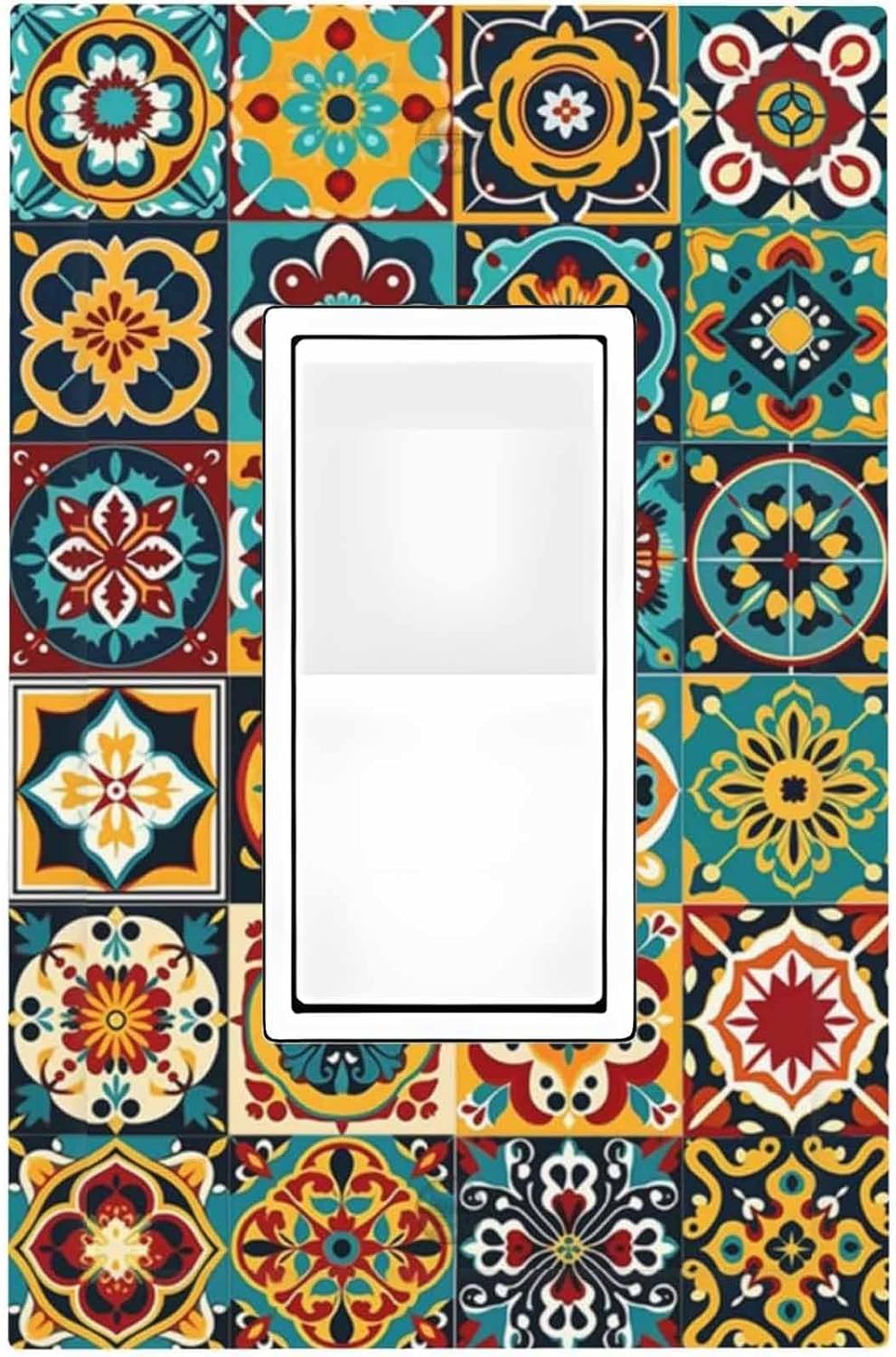 Decorative Outlet Covers Mexican Talavera Colorful Mosaic Tiles 1 Gang Single Rocker Light Switch Cover Plate Wall Plates Gfci Faceplate For Bathroom Kitchen Decor