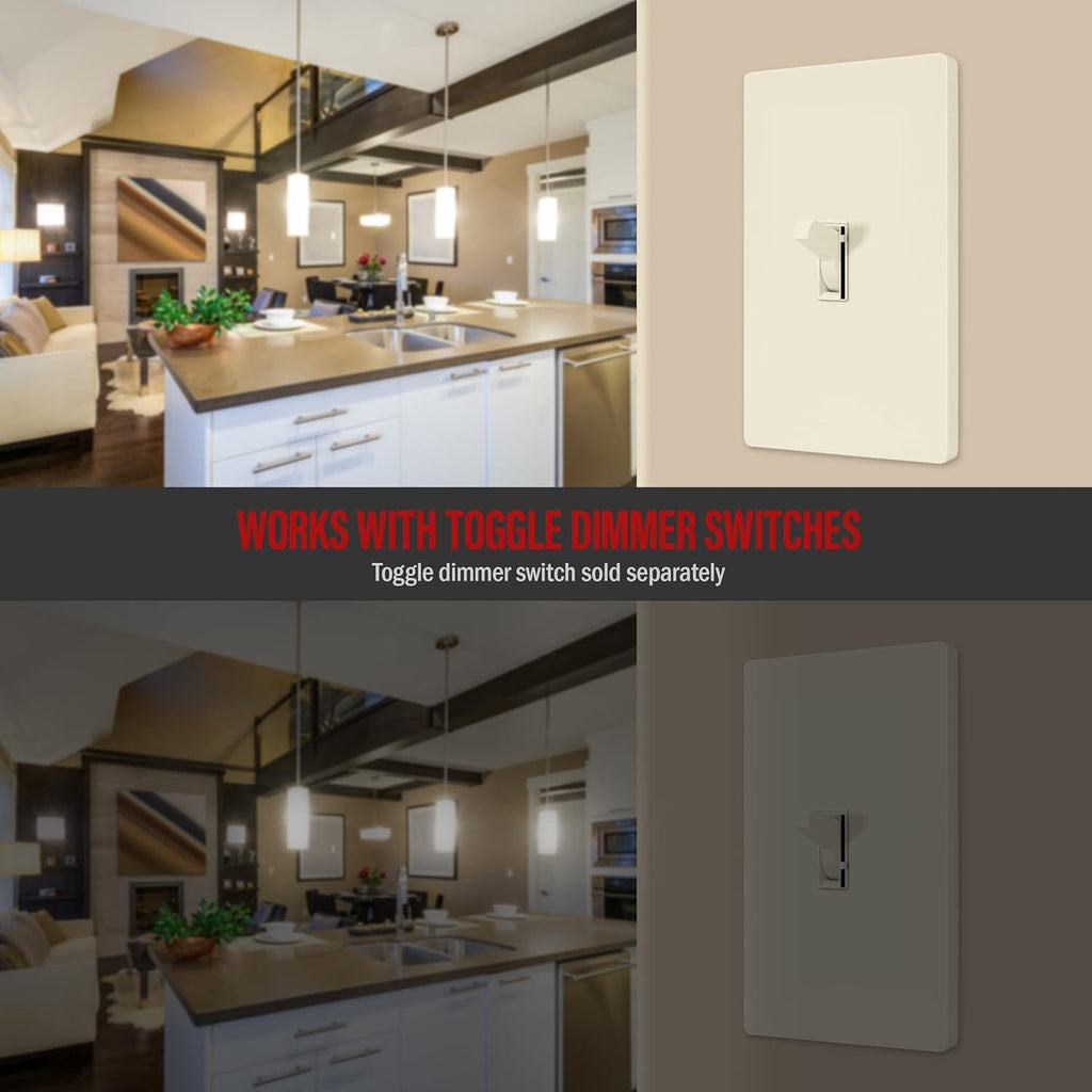 ENERLITES Screwless Toggle Switch Wall Plate, Child Safe Light Switch Cover, Standard Size 1-Gang 4.68" x 2.93", Unbreakable Polycarbonate Thermoplastic, UL Listed, SI8811-LA, Glossy, Light Almond