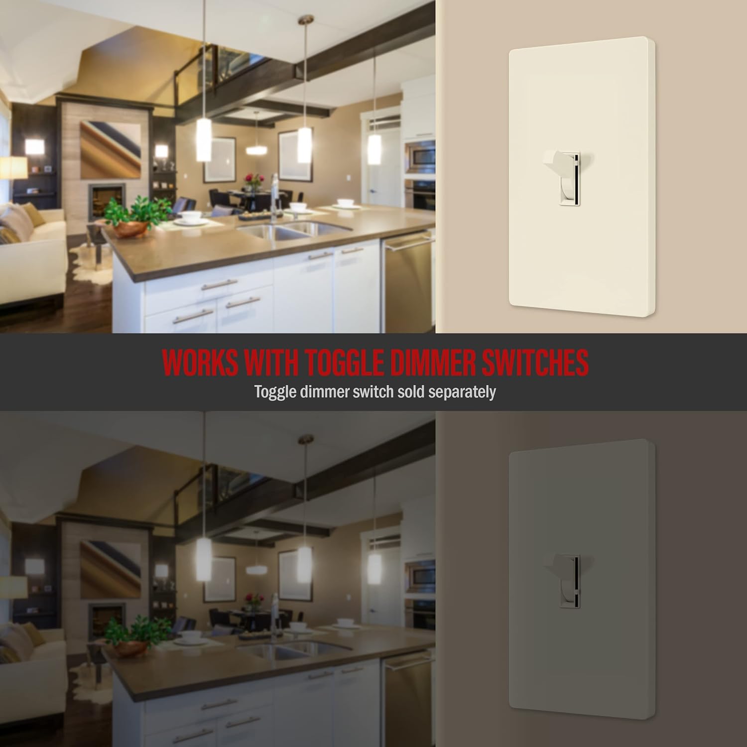 ENERLITES Screwless Toggle Switch Wall Plate, Child Safe Light Switch Cover, Standard Size 1-Gang 4.68" x 2.93", Unbreakable Polycarbonate Thermoplastic, UL Listed, SI8811-LA, Glossy, Light Almond