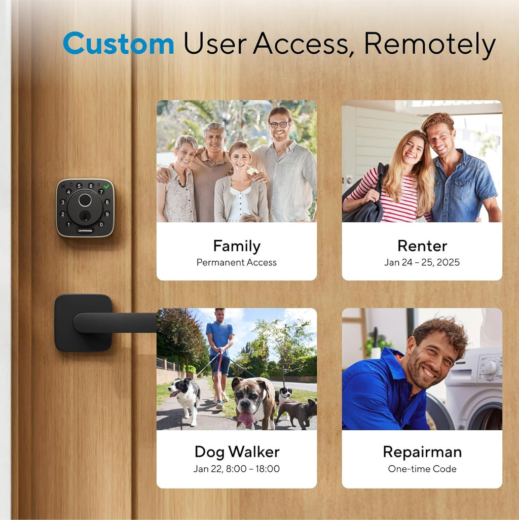 ULTRALOQ Bolt Fingerprint Smart Lock with Handle Set, Works with Apple Home, Keyless Entry Front Door Lock Set, Built-in WiFi Deadbolt with Door Sensor, App Remote Control, Auto Unlock, BHMA Certified