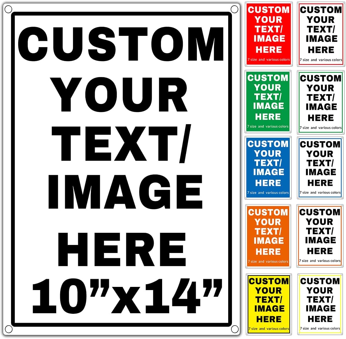 Custom Aluminum Signs – Personalized Weatherproof Metal Signs for Indoor & Outdoor Use – Multiple Sizes – Add Text/Logo – Optional Reflective & Double-Sided Printing – for Home, Business, Hazard, Garden, Door & Commercial Use (vertical 2, 14x10inch)