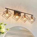4 Light Vanity Light for Bathroom,Bathroom Light Fixtures Over Mirror with Rotatable 4 Cube Shades, Modern Wall Mounted Lights Matte Black,Industrial Black Vanity Light for Hallway Living Room
