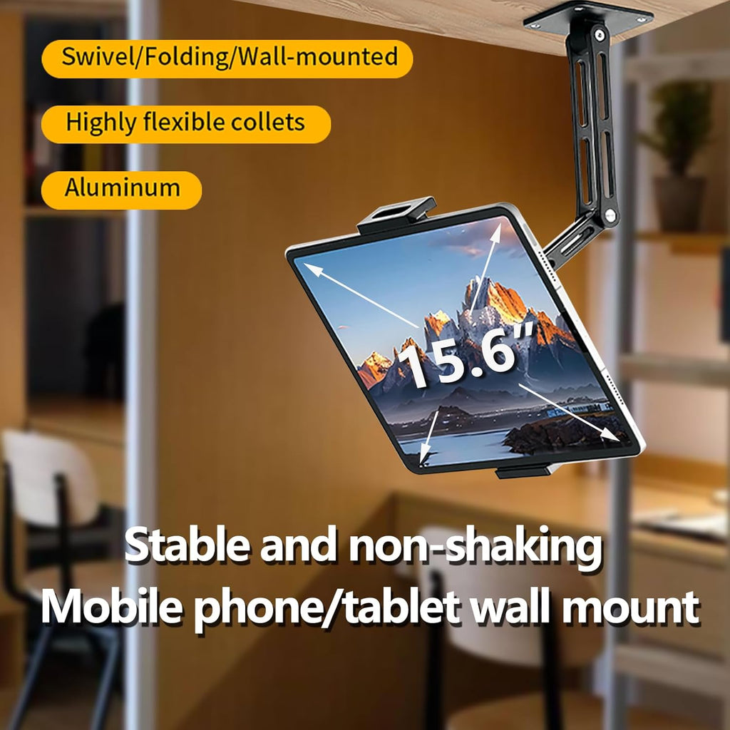 Bimo Tablet Wall Mount Holder for 4.7-15.6 inch, iPad Wall Mount Holder with Arm & Adjustable Rotating Base Compatible with iPad, Tablet Devices