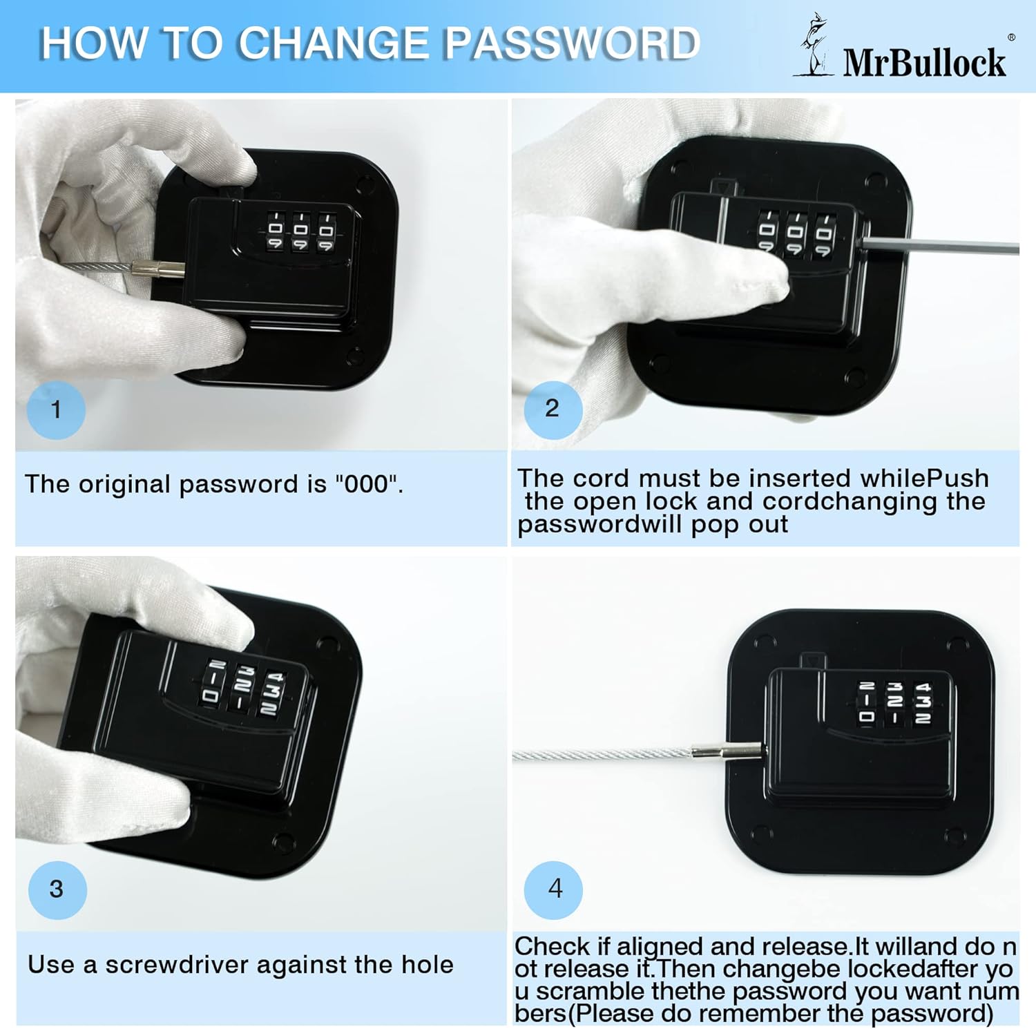 MrBullock Refrigerator Lock, 4 Pack, Combination Lock, Keyless, Childproof, Black