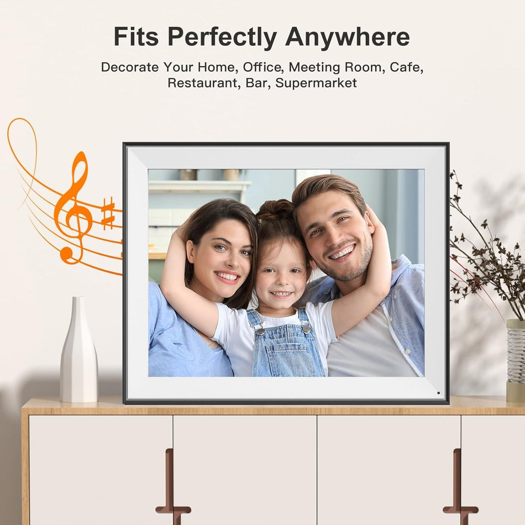 17" Digital Picture Frame Large-WiFi-Photo-Frame - 1280 * 960 FHD Touchscreen Display, 32GB Electronic Frame, Wall Mounted, Load Photos and Videos from Phone via App Email, Free Cloud, Gifts for Mom