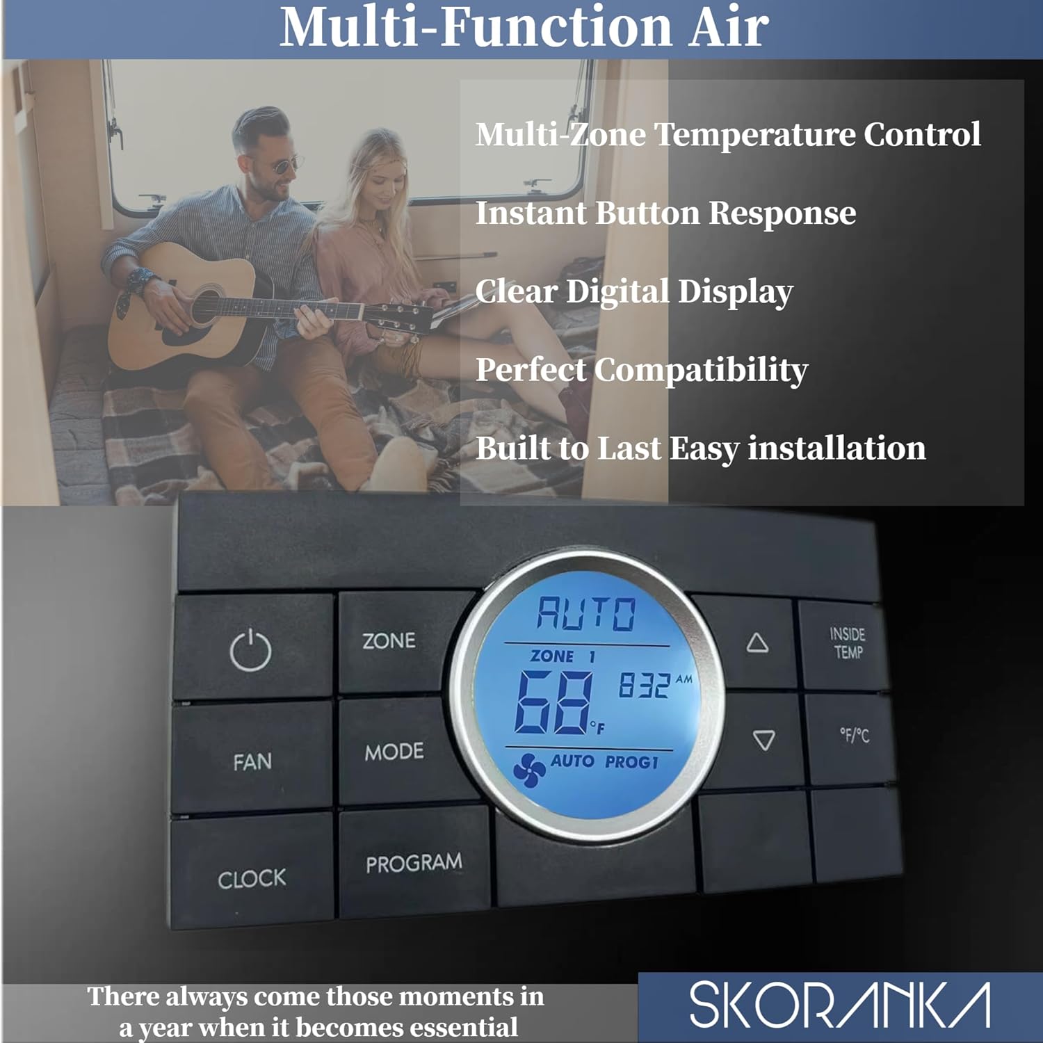 Upgrade2025 3314082.000 Thermostat Multi-Zone Comfort Control Center 2 10-Button Replacement for Dometic CCC2 - Fit for Air Conditoner Series 579,595,600,6308,520,6218xx.3 Years Warranty