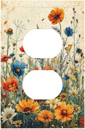 Outlet Covers Colorful Flowers Wildflowers Plants Orange Yellow Blue 1 Gang Duplex Light Switch Cover Plate Decorative Switch Plate Covers Electrical Socket Cover for Home Farmhouse Decor