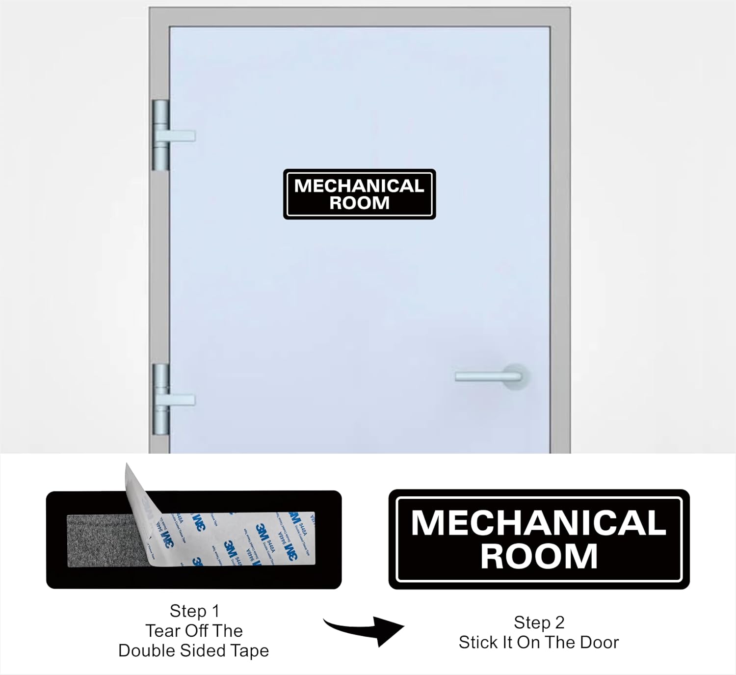 Mechanical Room Sign – Equipment Room Sign, Premium Durable Acrylic Material, Super Strong Self-Adhesive, Quick Installation, Suitable For Home And Business (9 × 3 Inches, Black)