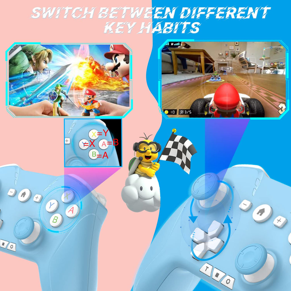 Bluetooth Controller for Switch/Mac/PC/Steam/Mobile Phone/iOS/Android//TV/iPad/Table/Apple Arcade MFi Games, switch pro controller wireless with Adjustable Dual Motion,Turbo,Macros,6-Axis,Wake Up for Black Myth: Wukong (Black) (Purple) (White Blue)