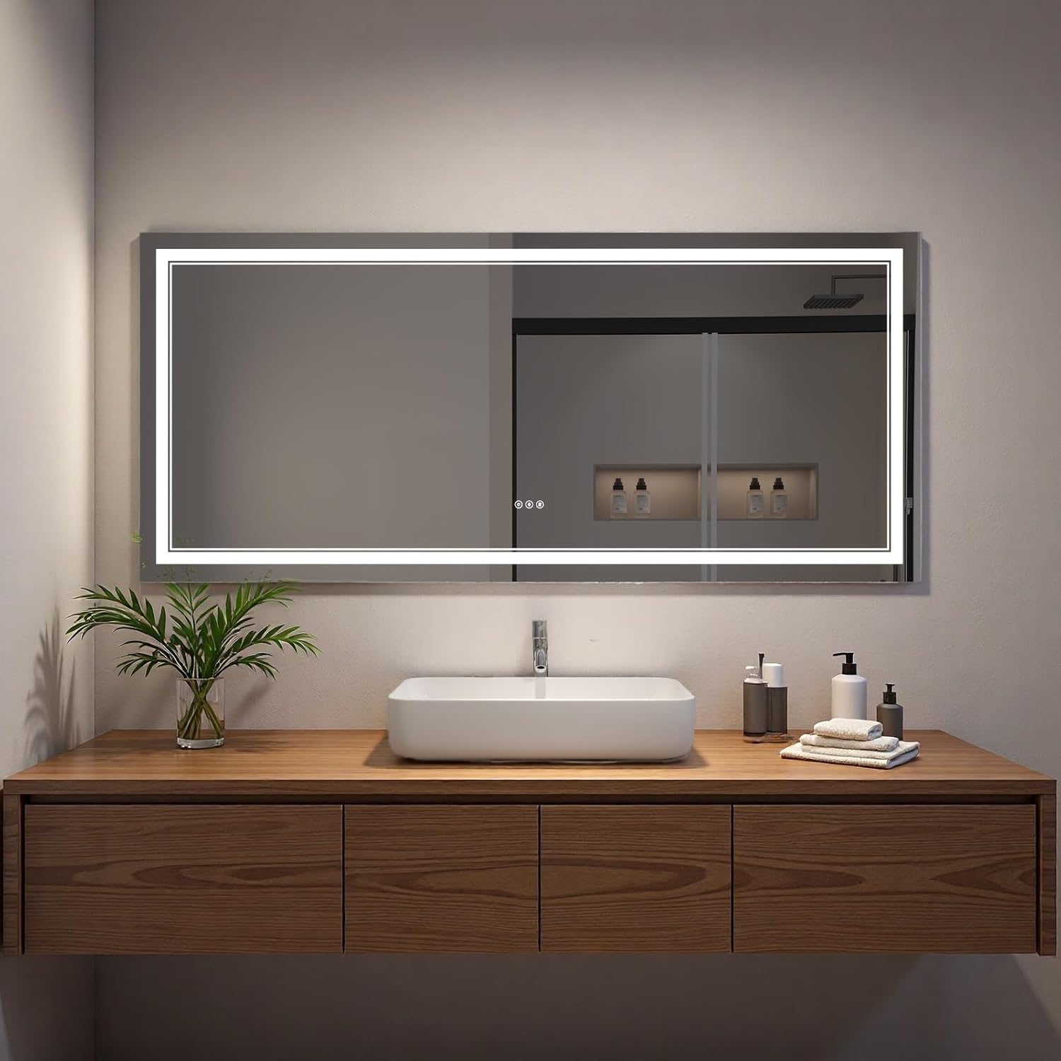 LED Bathroom Mirror with Lights, Wall Mirrors