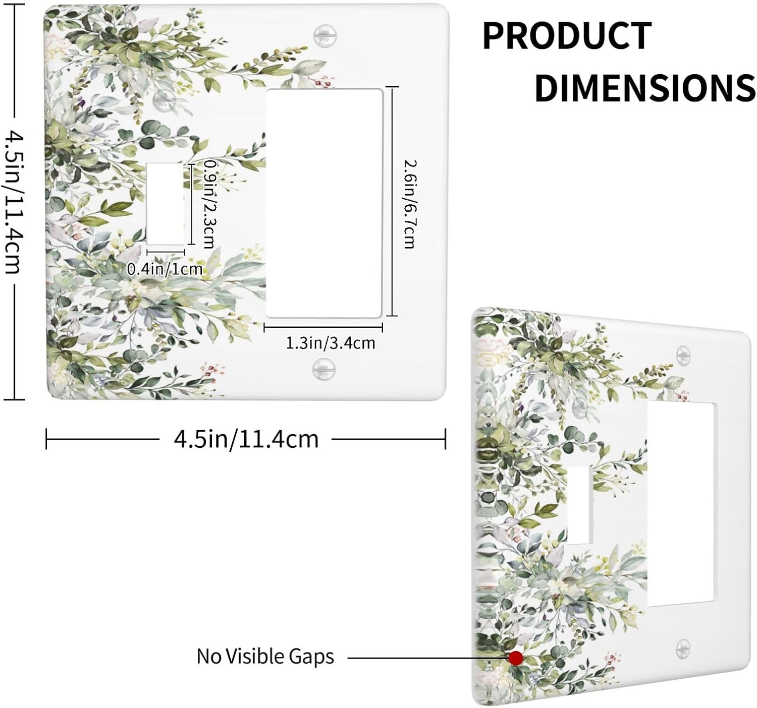 Decorative Outlet Covers Rustic Eucalyptus Leaves Green Leaf 2 Gang Wall Plate Single Toggle 1 Rocker Light Switch Cover Switch Plate Covers for Country Bedroom Home Decor