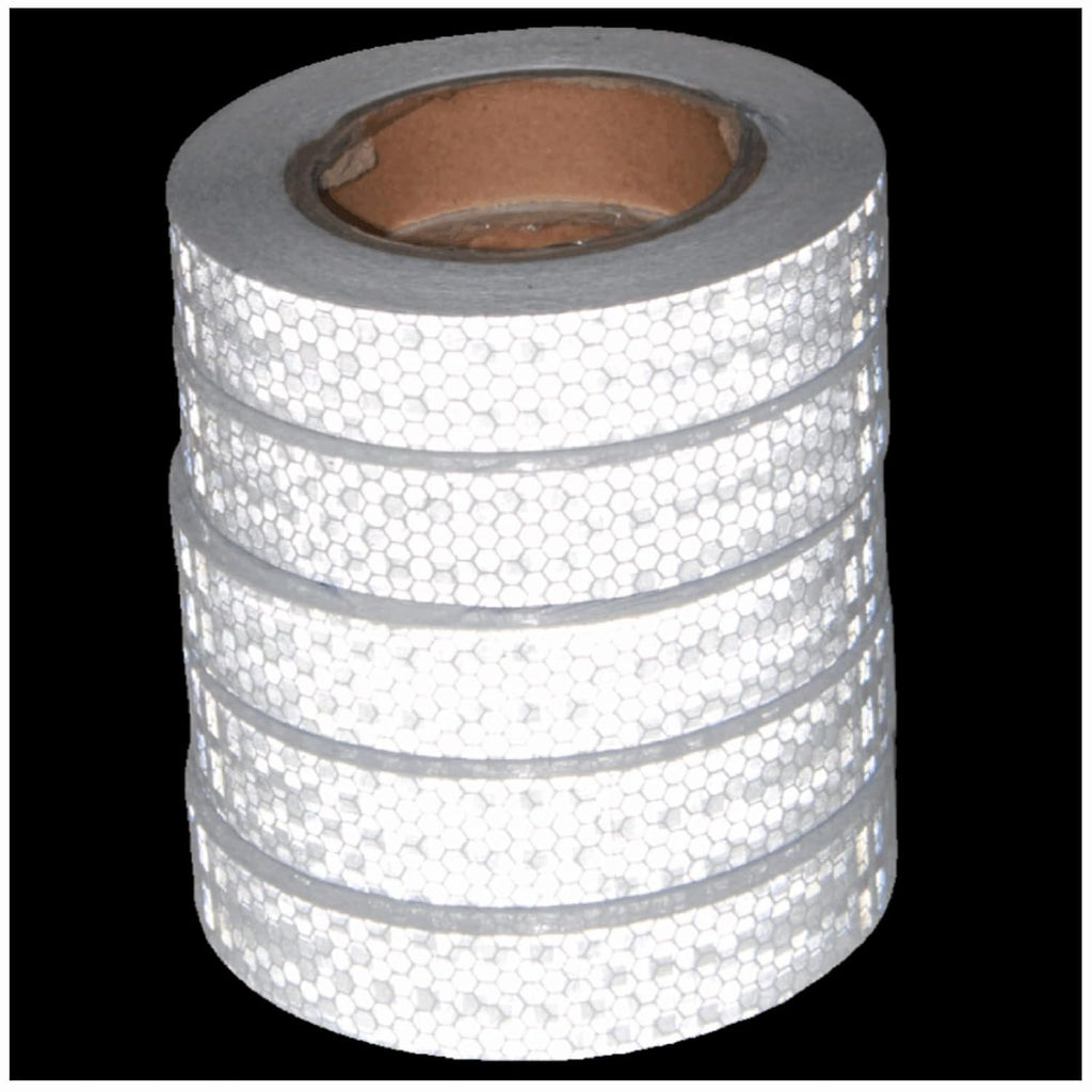 White Reflective Tape Outdoor Waterproof 1 inch Wide, High Visibility Warning Industrial Marking Tape,Safety Stickers (68 feet,5 Rolls)