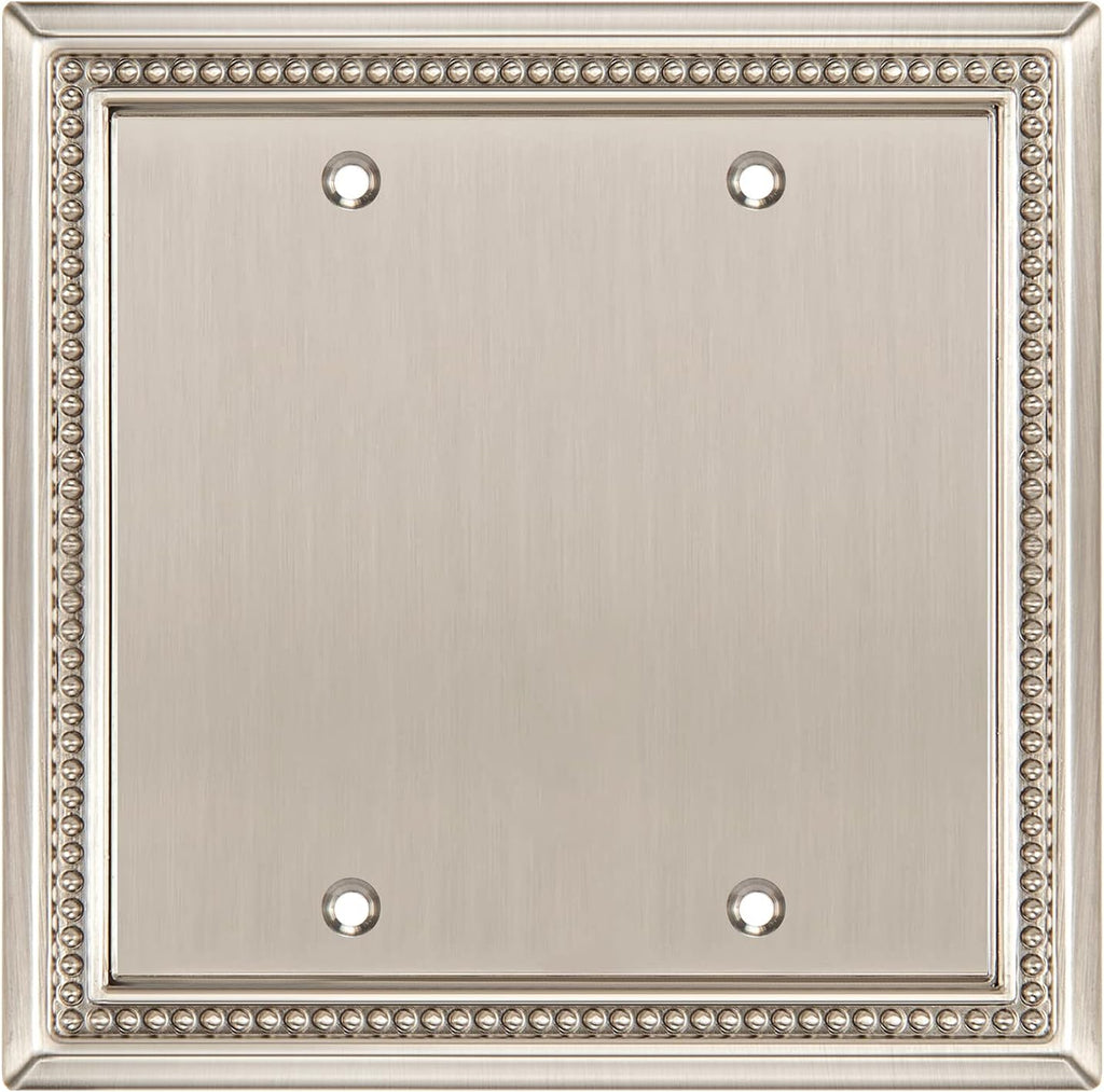 Henne Bery Sunken Pearls Heavy Duty Decorative Wall Plate Switch Plate Outlet Cover (Double Blank, Satin Nickel)