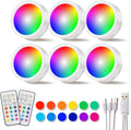 DAMI Under Cabinet Lighting with Remote Control, Rechargeable Battery Operated Wireless Shelf Lights, Under Cabinet Lights Stick on Tap, Color Changing Puck Lights for Kitchen, 6 Pack, White