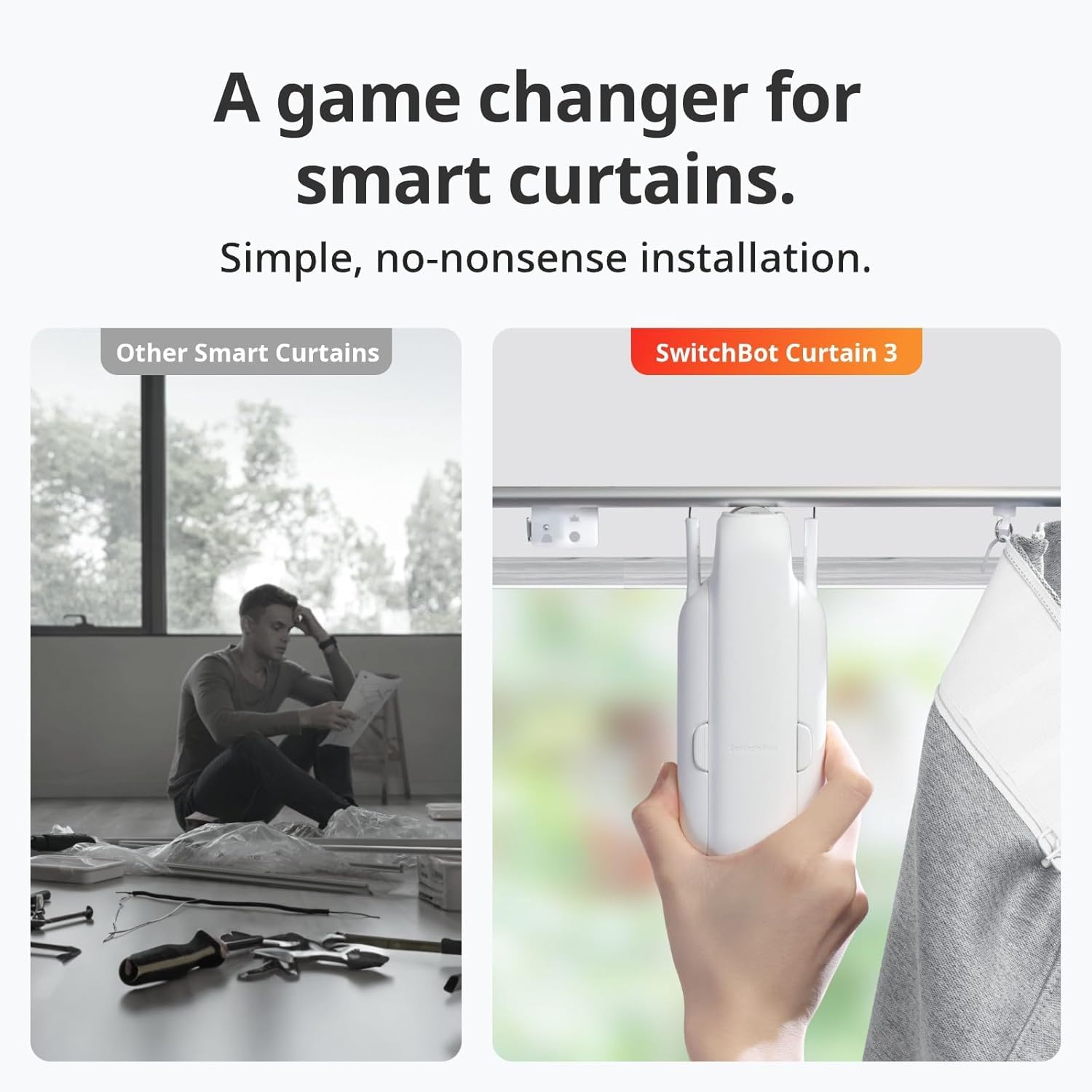 SwitchBot Automatic Curtain Opener with Remote - Bluetooth Remote Control Smart Curtain with App, Upgraded High-Performance Motor, Add SwitchBot Hub to Work with Alexa, Google Home, HomeKit (Curtain 3