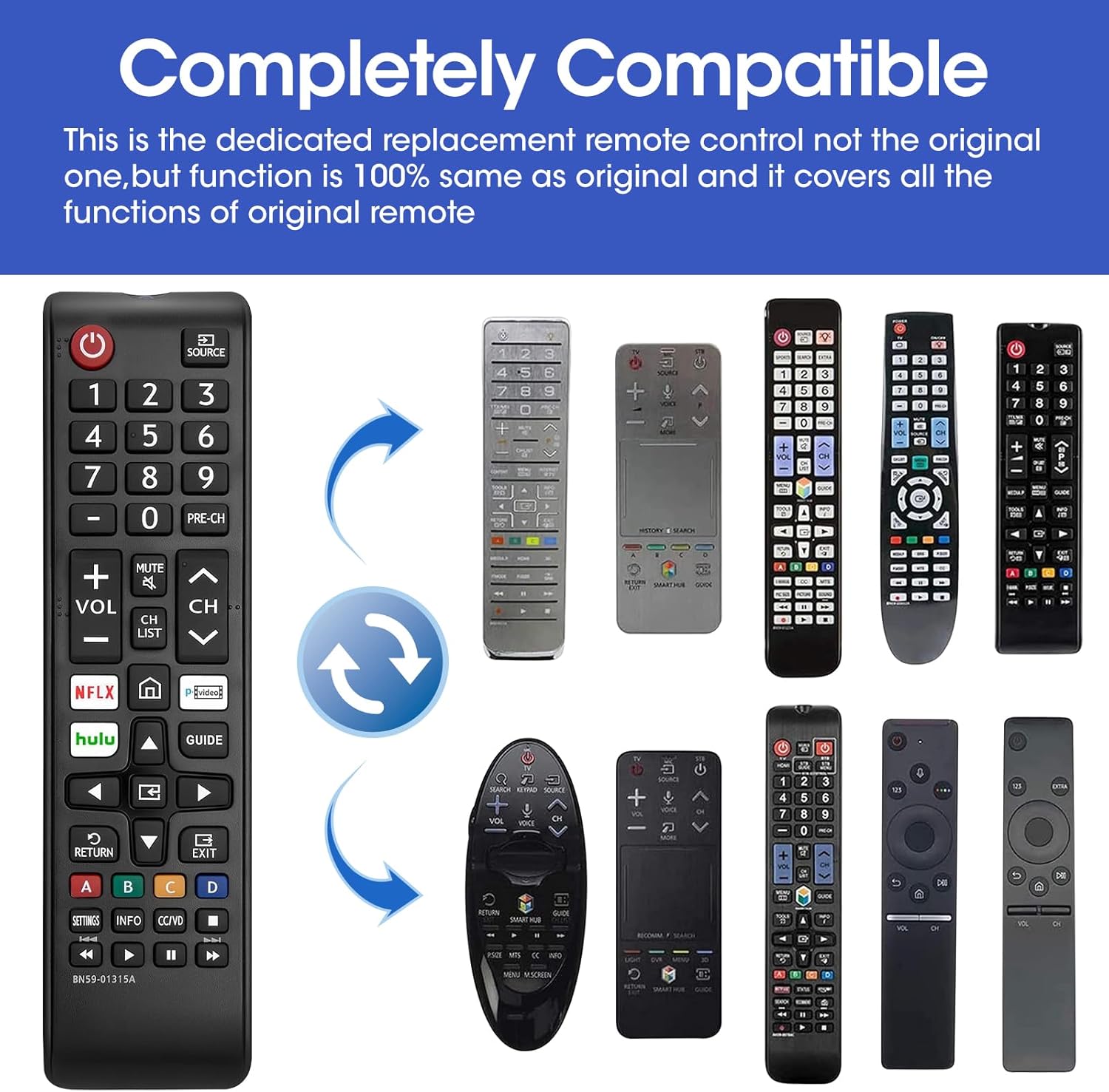 6 Pack Remote for All Samsung TV Remote, Replacement Compatible with All Samsung Smart TVs, Series TVs, LCD, LED, 3D, HDTV