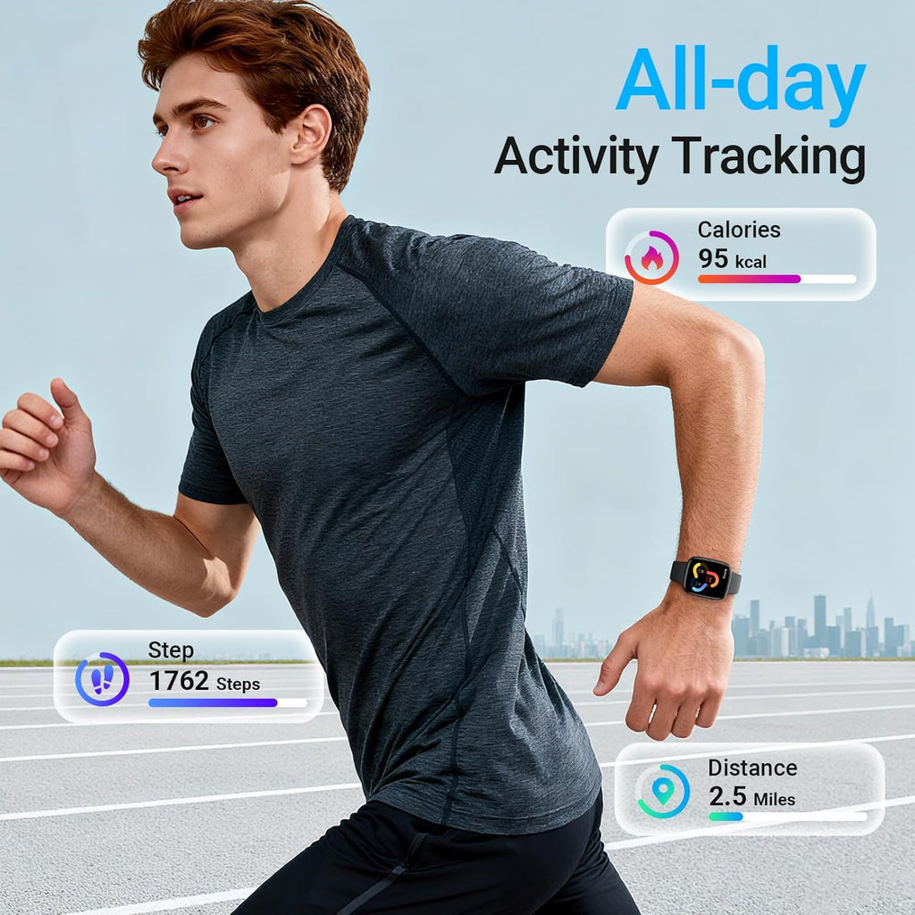 Fitpolo Smart Watch, 1.85" AMOLED Fitness Tracker with Bluetooth Call, Heart Rate/Sleep/SPO₂ Monitor, 100+ Sports Modes, 3ATM Waterproof Smartwatch for Android/iPhone/Samsung, Includes 2 Bands