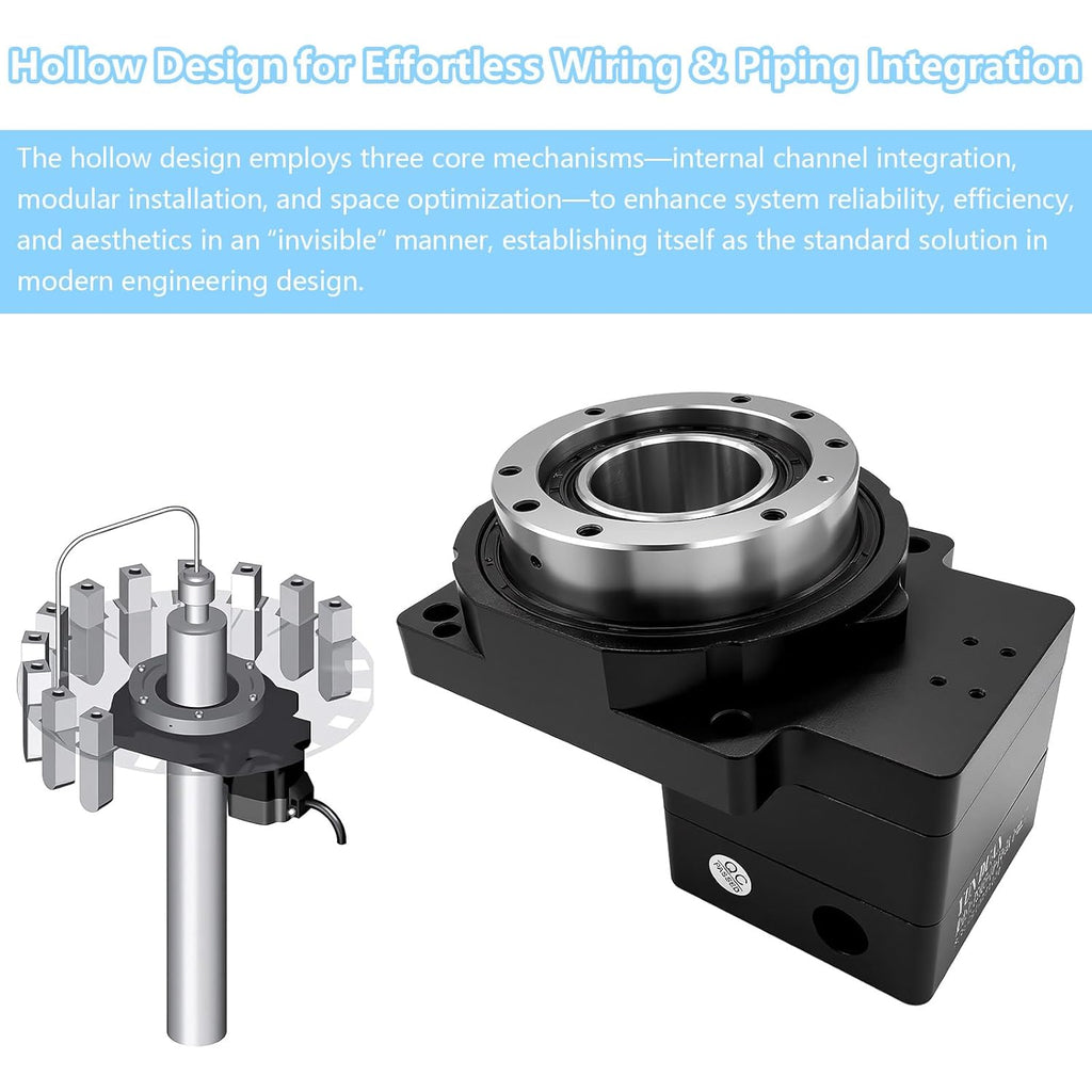 Hollow Rotary Actuator Ratio 10:1 Hollow Rotating Table Precision Rotary Reducer High Accuracy Hollow Rotary Platform for NEMA23 6.35mm 8mm Shaft/60 mm Servo Motor 14mm Shaft Alternative Cam Indexer