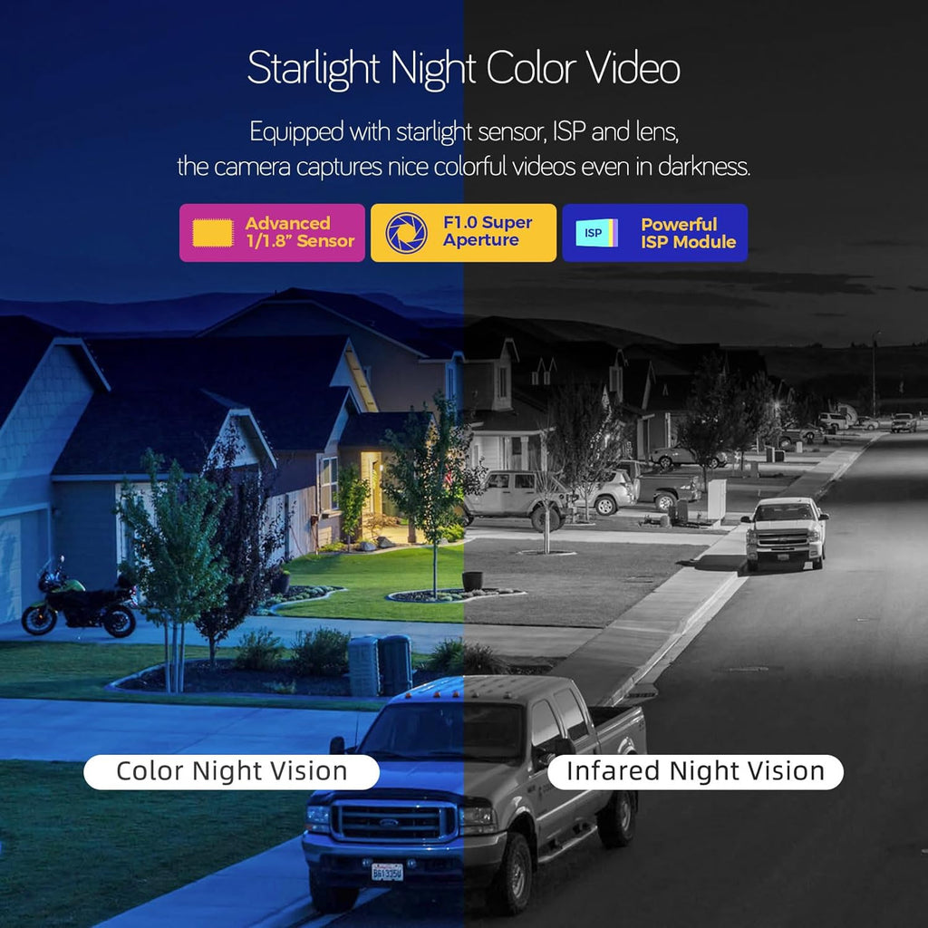 XMARTO Night Color Wire-Free Solar Home Security Camera System with Pan Tilt and Zoom，8-Set CCTV Cameras Kit with 4K 10CH Expandable WiFi NVR
