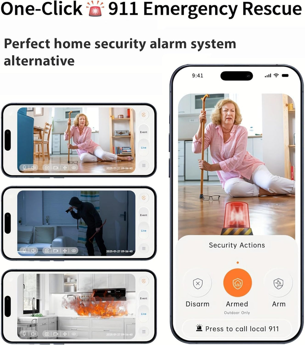 Security Cameras Indoor, 2K 5G&2.4Ghz WiFi Camera for Security Home with 911 Monitor Alert, 360 PTZ Baby/Pet/Dog Camera AI Search Motion Detection, Color Night Vision, Speaker, US Cloud Storage, 2Pack