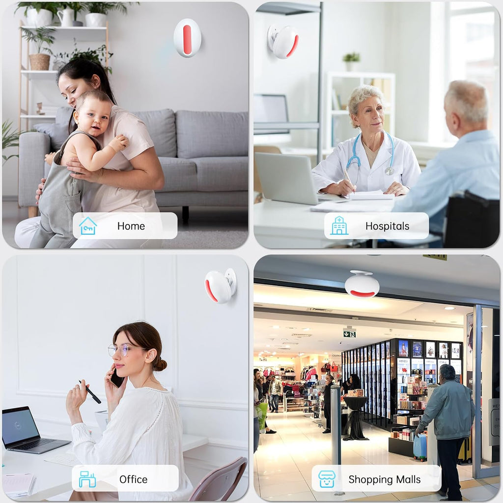 Wireless Motion Sensor Alarm Indoor -Door Chime for Business, Store Welcome Buzzer Monitor with Colorful LED Light 500 FT Range Commercial Door Entry Alert, Caregiver Reminder for Elderly