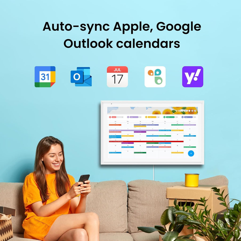 ApoloSign Digital Calendar: Electronic Calendar, Smart Touchscreen Interactive Display for Chore Chart, Family Schedules Planner, Supports All Apps via Google Play (White, 21.5-inch)