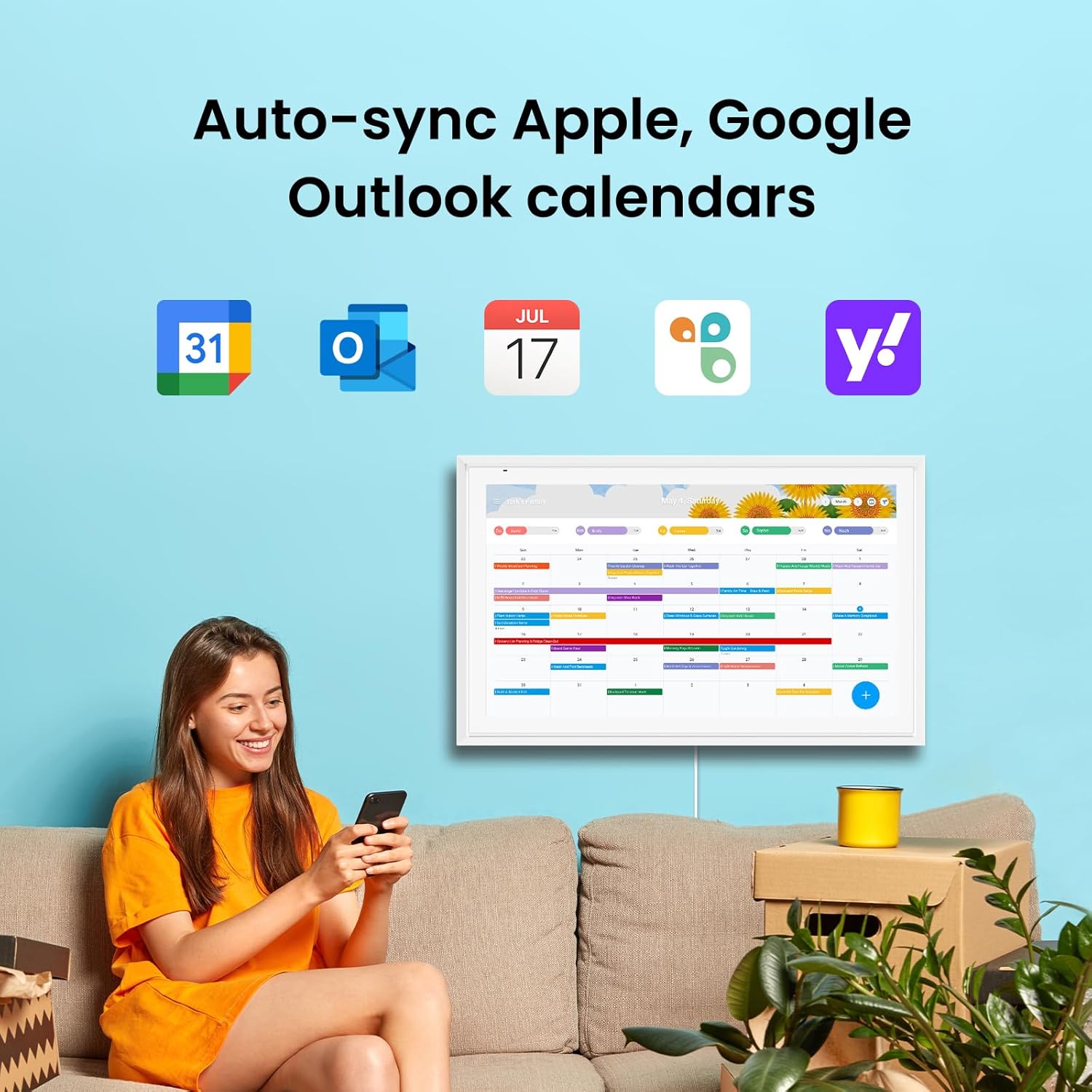 ApoloSign Digital Calendar: Electronic Calendar, Smart Touchscreen Interactive Display for Chore Chart, Family Schedules Planner, Supports All Apps via Google Play (White, 21.5-inch)