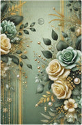 Decorative Light Switch Cover Plate Rustic Green Floral Leaves Teal Flowers Gold Stripe 1 Gang No Device Single Blank Outlet Covers Wall Plate Cover Switchplate Faceplate