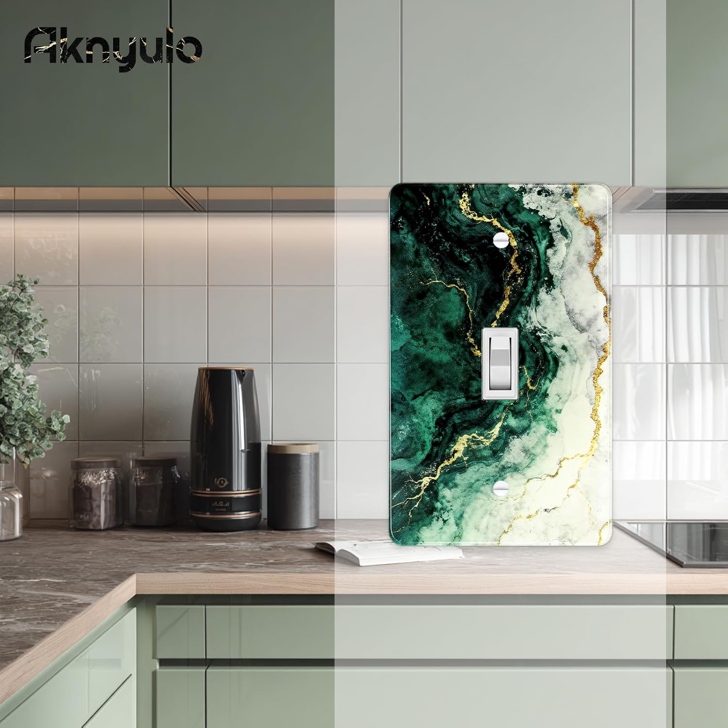 Modern Abstract Lexury Dark Turquoise Teal Blue Gray Marble Textured Acrylic Switch Wall Plate Light Switch Plates Cover Durable Acrylic Wall Plate Decorative Single Gang Wall Plate