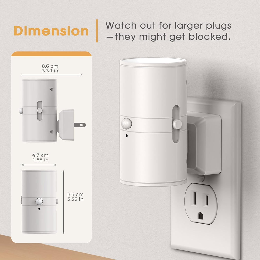 Briignite Motion Sensor Night Light,Motion Activated Plug in Night Lights, 0-100LM Dimmable Soft White 3000K, Motion Sensor Light Indoor for Bathroom Hallway Bedroom Stairway Kid Elderly Pet